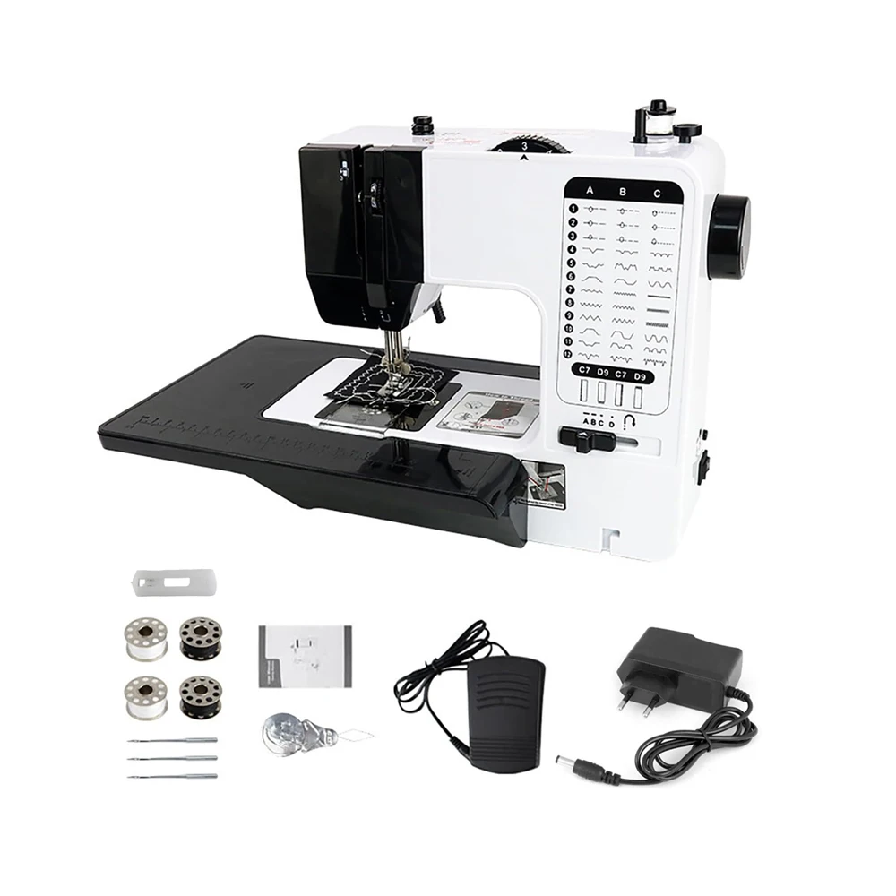 Podofo 12 Stiche Einstellbare Geschwindigkeit Nähmaschine mit Fußpedal, Mini-Nähmaschine, Tragbare Elektrische Nähmaschine für Anfänger und Kinder, Hoch- und Niedriggeschwindigkeiten Mini-Nähmaschine