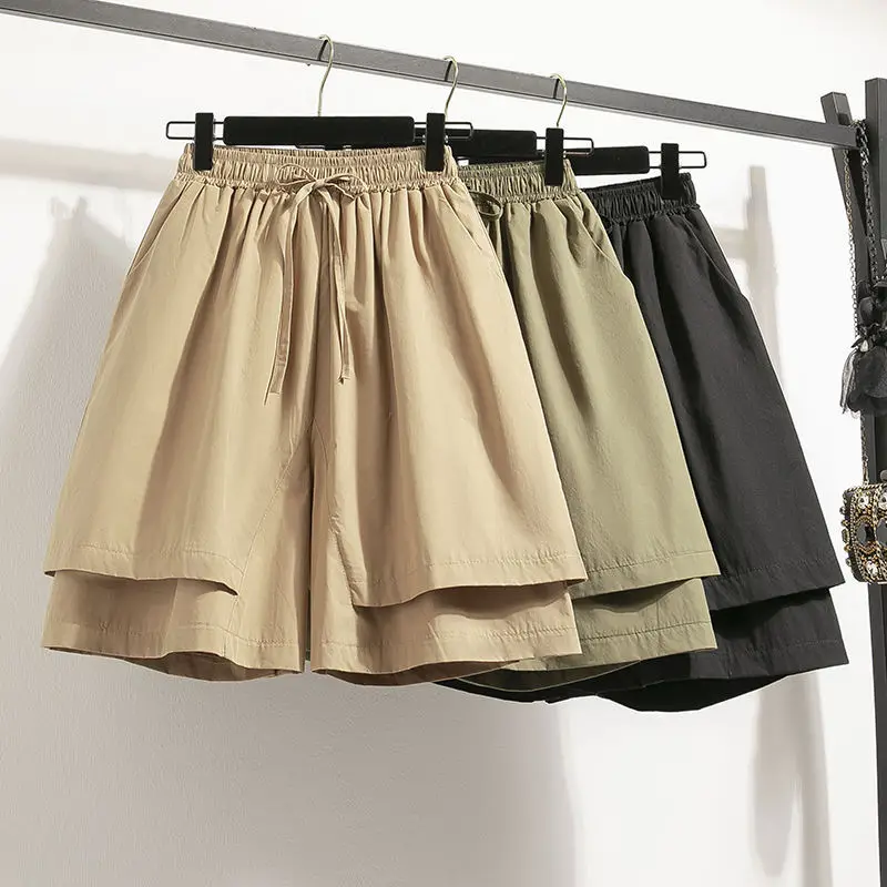 

New Solid Shorts for Women Button High Waist Summer Loose Casual Pockets Frenulum Shorts Female Pants Women Clothing C67