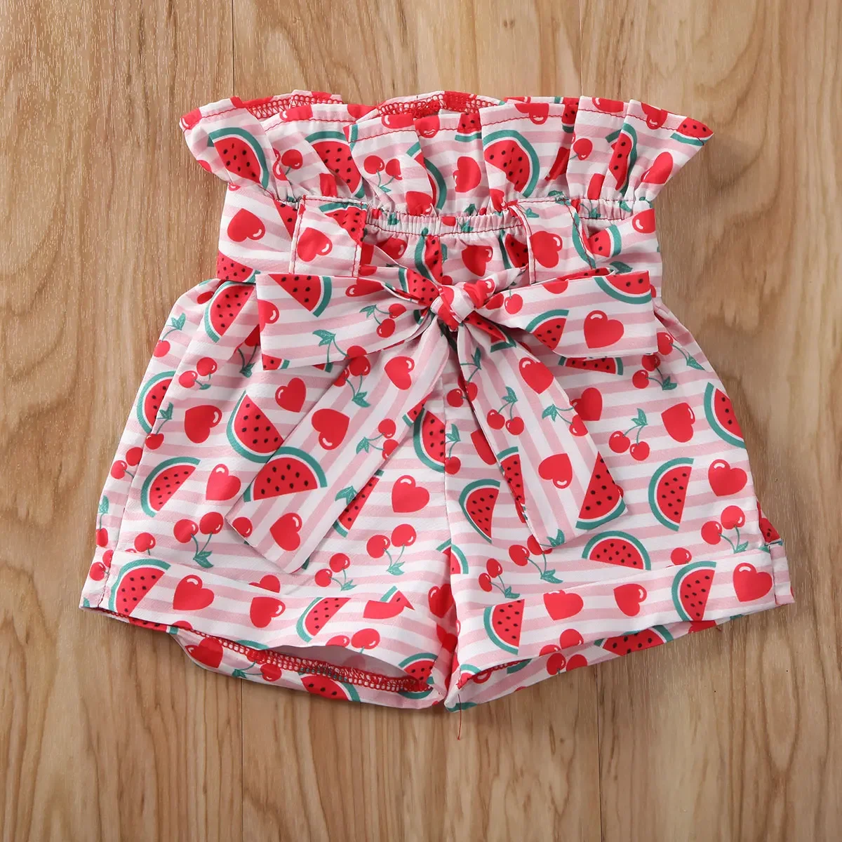 2020 Baby Girl Red Shirt Top Watermelon Shorts 2Pcs Set