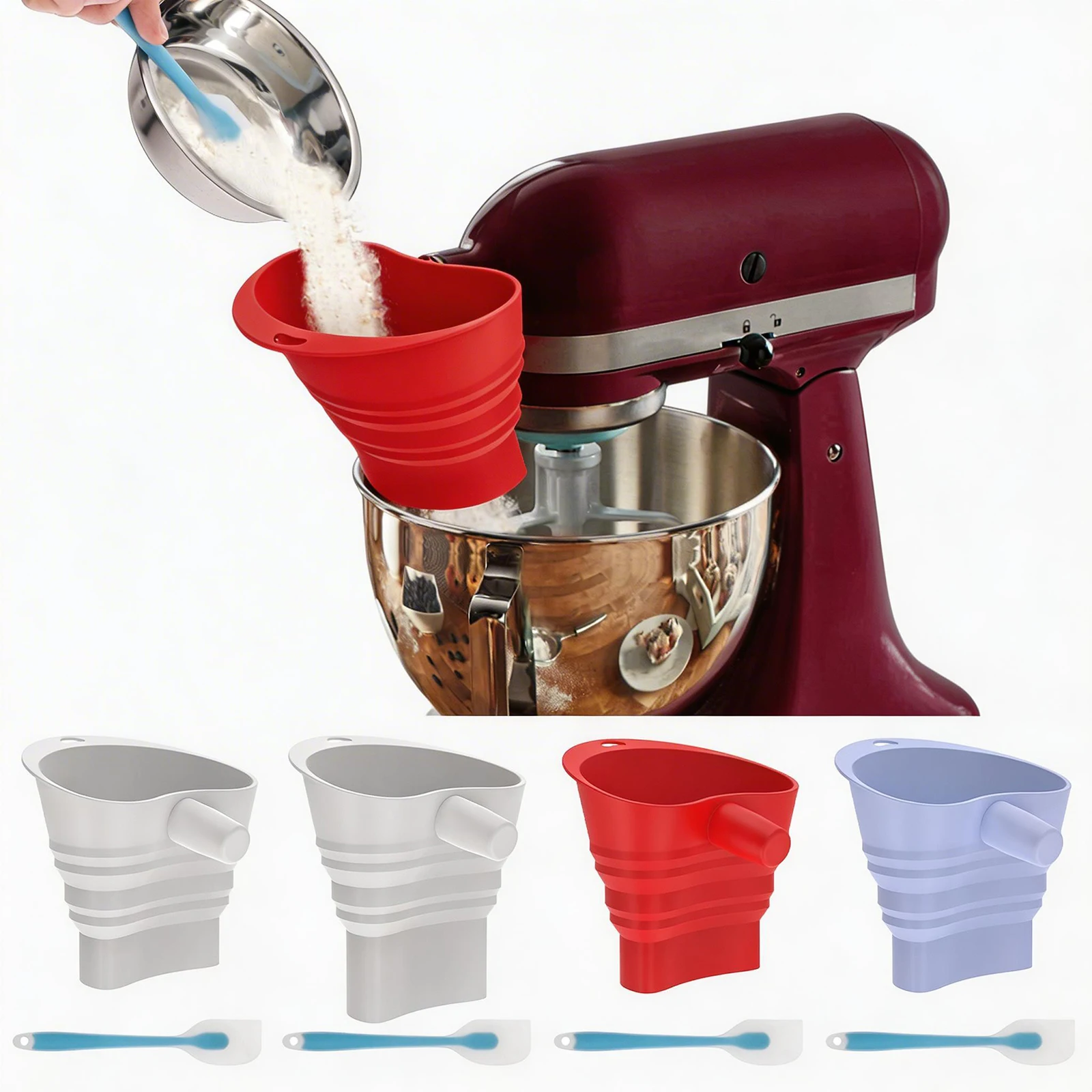 Embudo para Harina, Accesorio para Batidora de Pedestal KitchenAid, Compatible con la Batidora de Pedestal con Cabezal Inclinable KSM150, Accesorio para Repostería