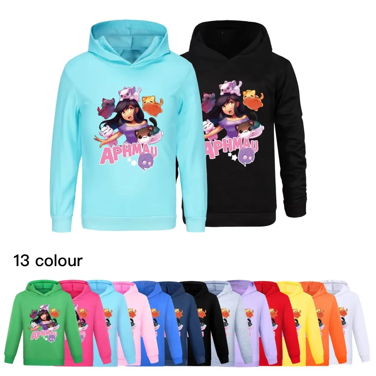 APHMAU Clothes Kids Cat Aaron Lycan Hoodie Baby Girls Fashion Coats Children Hooded Sweatshirts Junior Boys Cartoon Outerwear