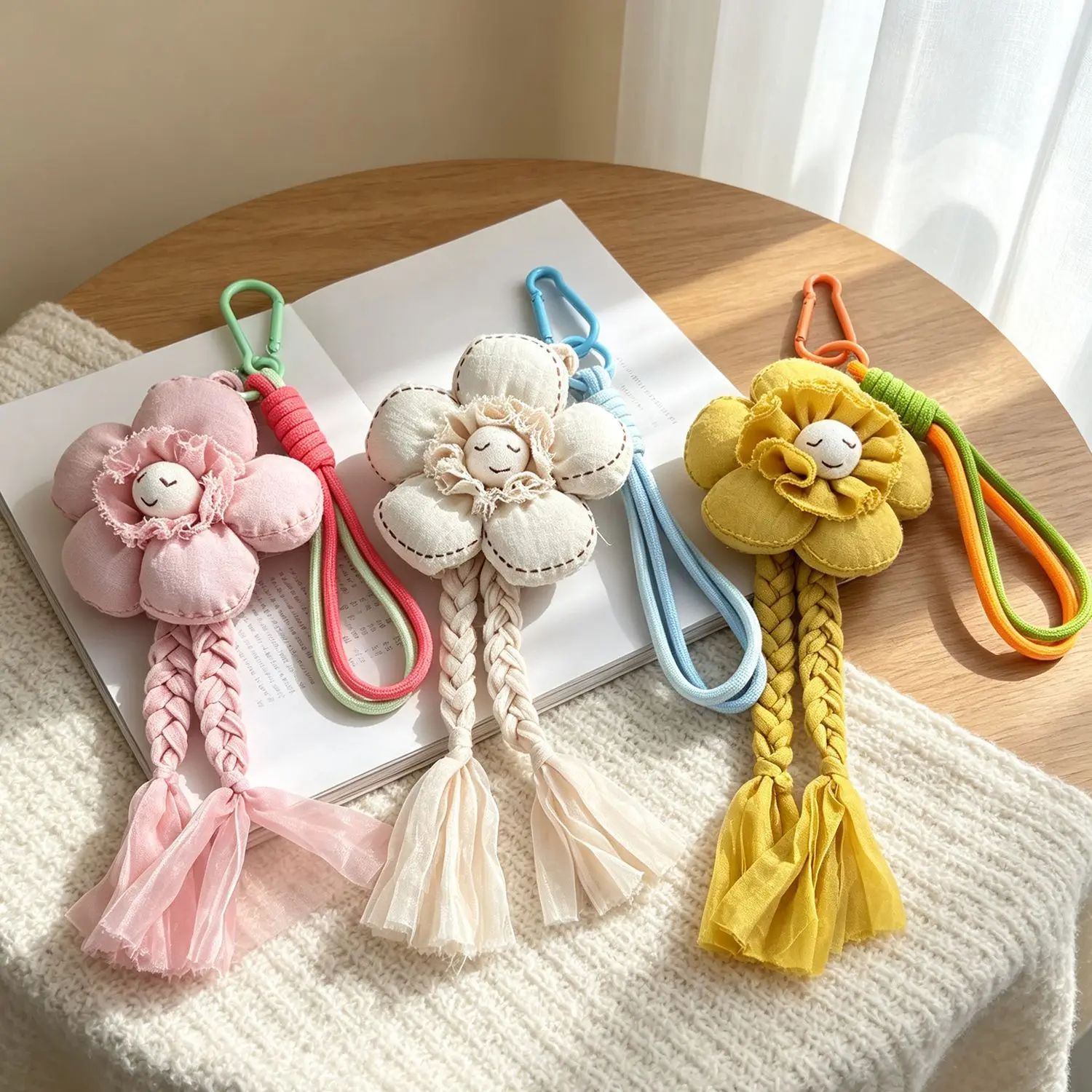 Fabric Flower Pendant Versatile for Handbag Keychain and Mobile Phone Adorable Girls Chic Trendy Premium Quality Soft