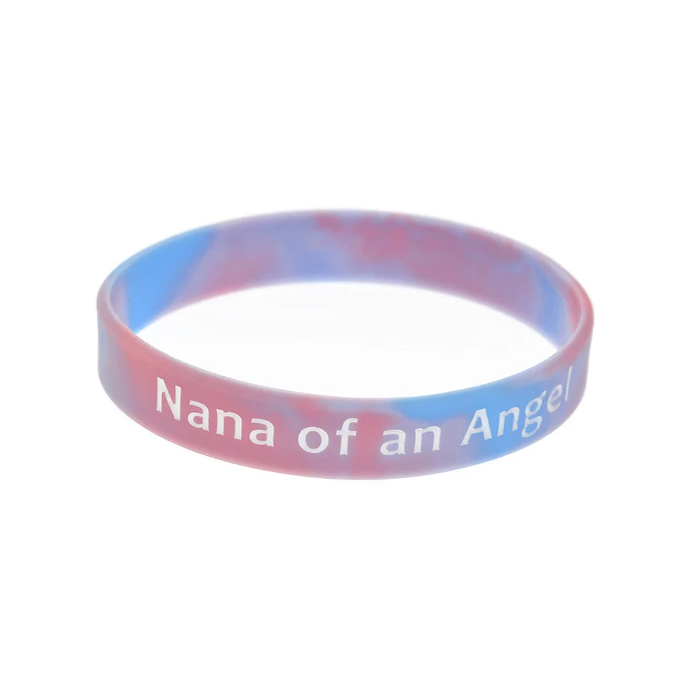 50 Pcs Nana of An Angel Silicone Wristband Friendship Gift Bangle Swirl Color