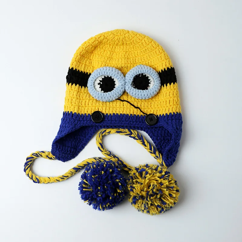 Handmade Cute Cartoon Knitted Hat for Women\'s Autumn and Winter Warm Knitted Strap Ear Protection Hat