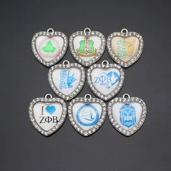 Back-to-school Pendant Mix 8pcs Crystal Heart AKA Sorority Kappa Alpha Zeta Beta Dangle Charms DIY Bracelets Necklace Jewelry