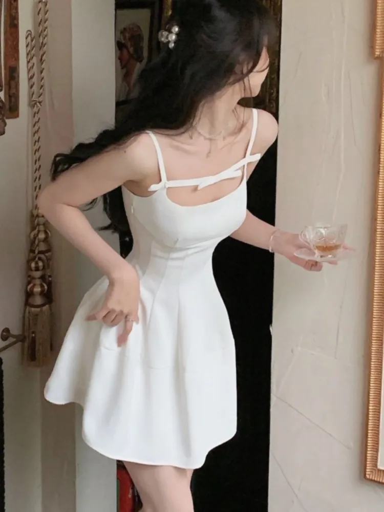 Estate Y2K Spaghetti Strap abiti da sera da sera solido elegante senza maniche Sexy a-line abito corto un pezzo Vestido Mujer