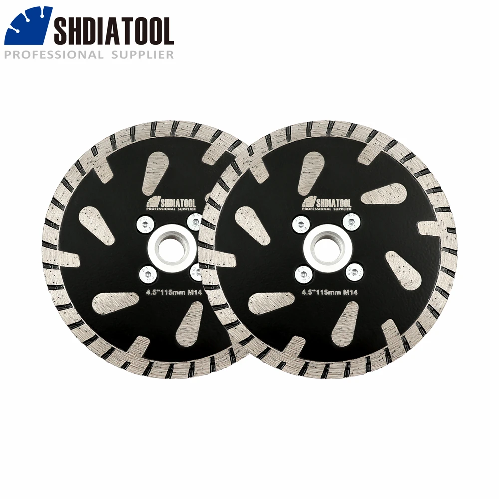 SHDIATOOL 1pc Diamond Cutting Disc Teardrop Turbo Saw Blade Granite Concrete Block Granite Marble Brick Wheel with Flange