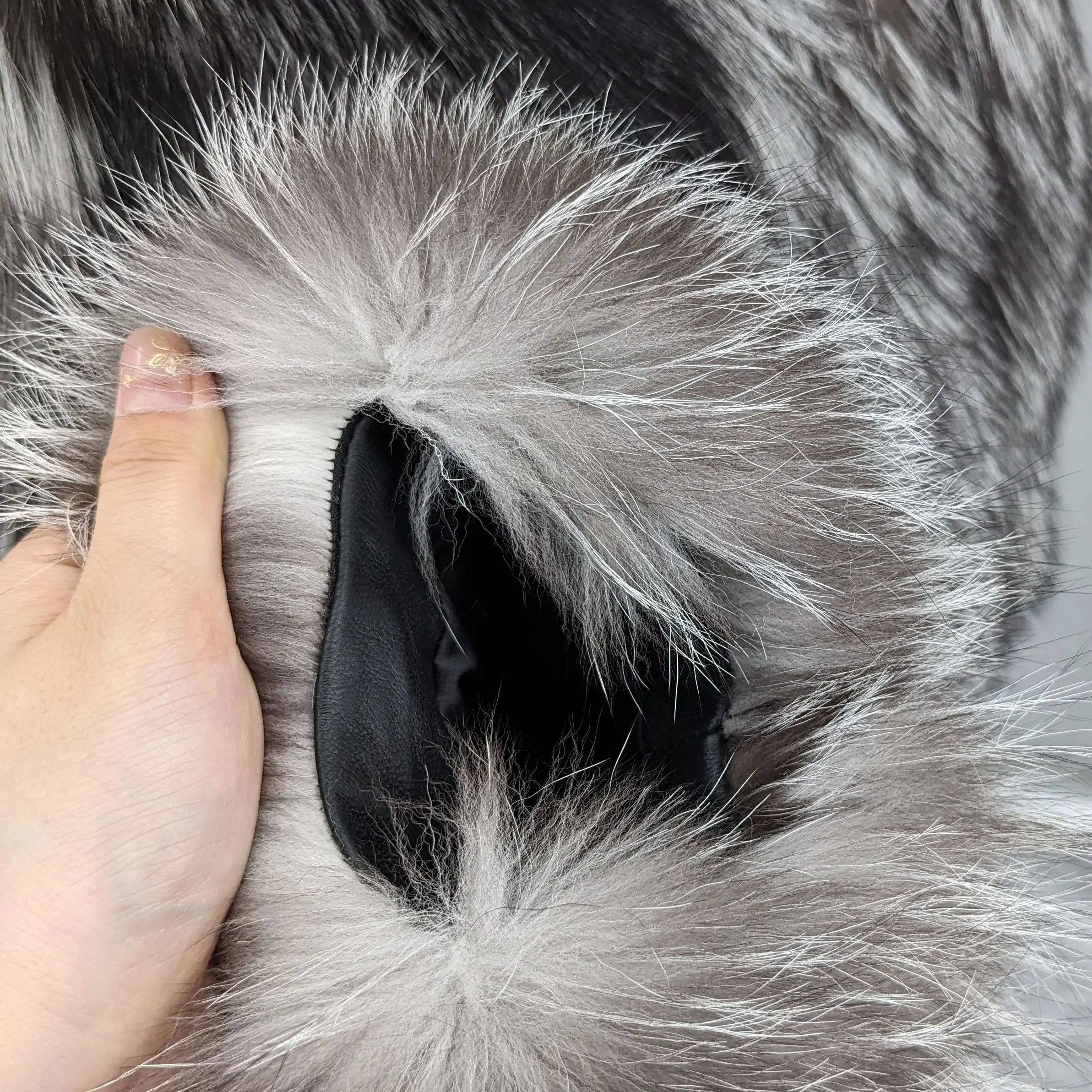 natural sliver fox fur short coat full pelt luxury furry jacket think warm 250458