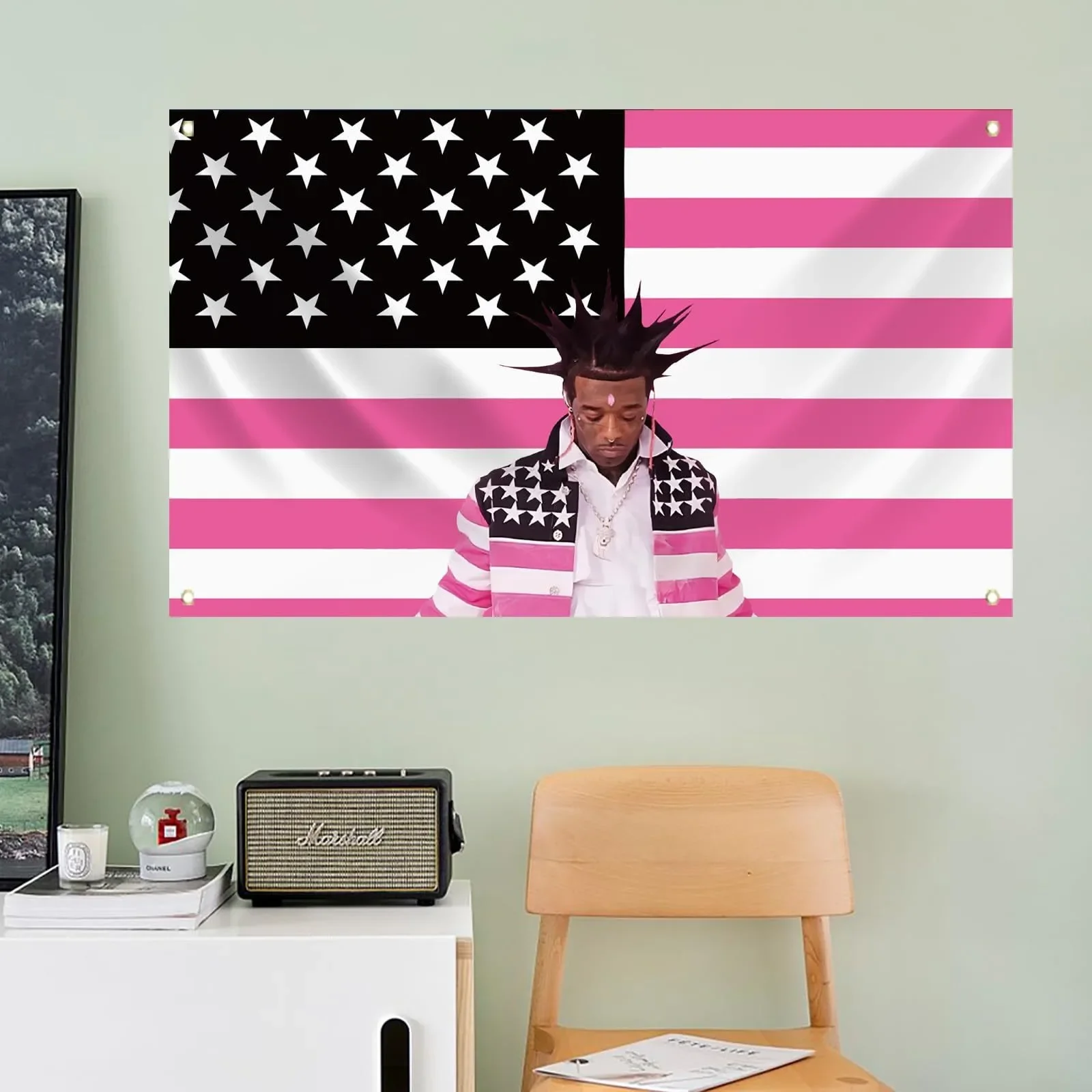 Lil Uzi Posters Vert Pink Tape Music Album Wall Art Tapestry Meme American USA Flag Background Backdrops Y2k Aesthetic Tapestrys