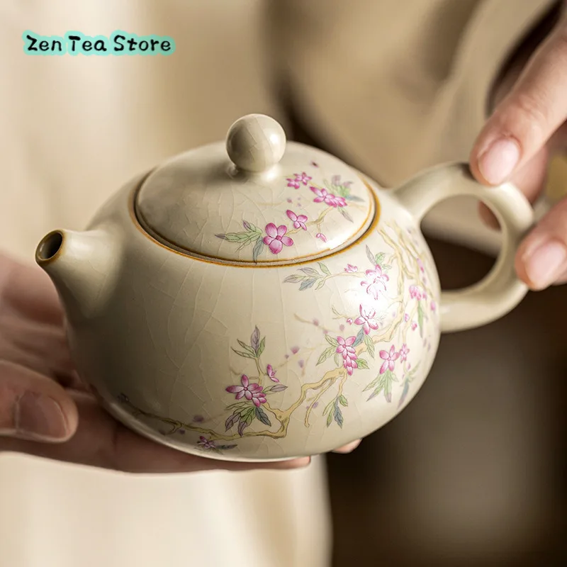 Beige Huang Ru Kiln Xishi Pot Kung Fu Tea Set Teapot Retro Home Open Pieces Can Be Raised A Single Pot Gift Box Office