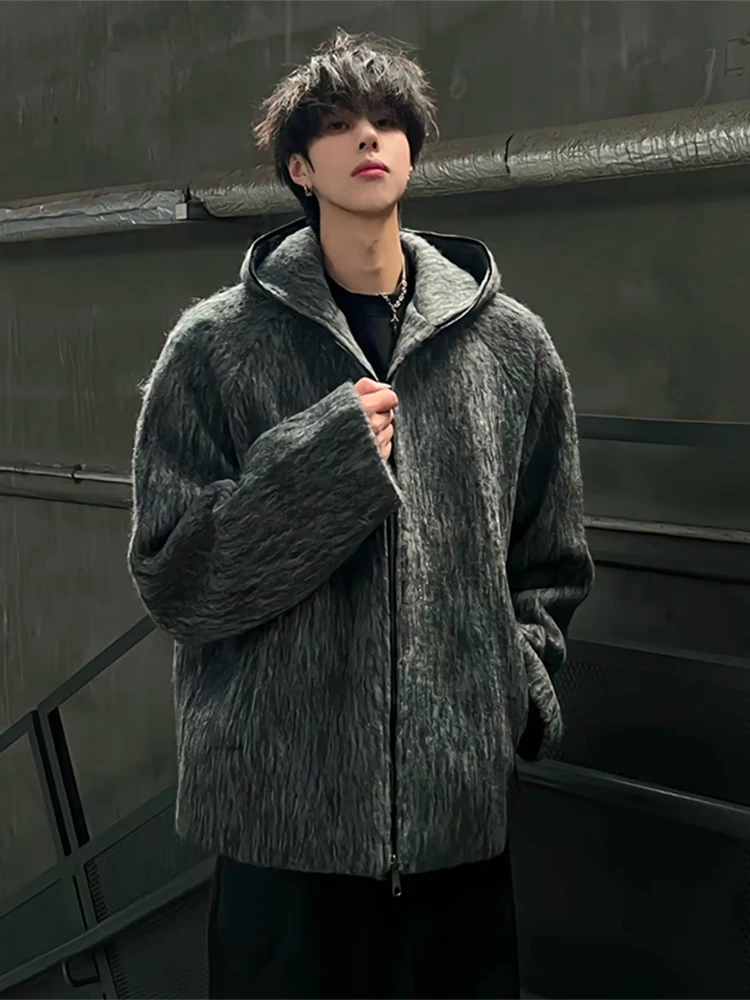 

Мужской вязаный свитер Cleanfit Premium Feeling Lazy с капюшоном, в американском ретро-стиле, из шерсти мериноса, с эффектом состаривания