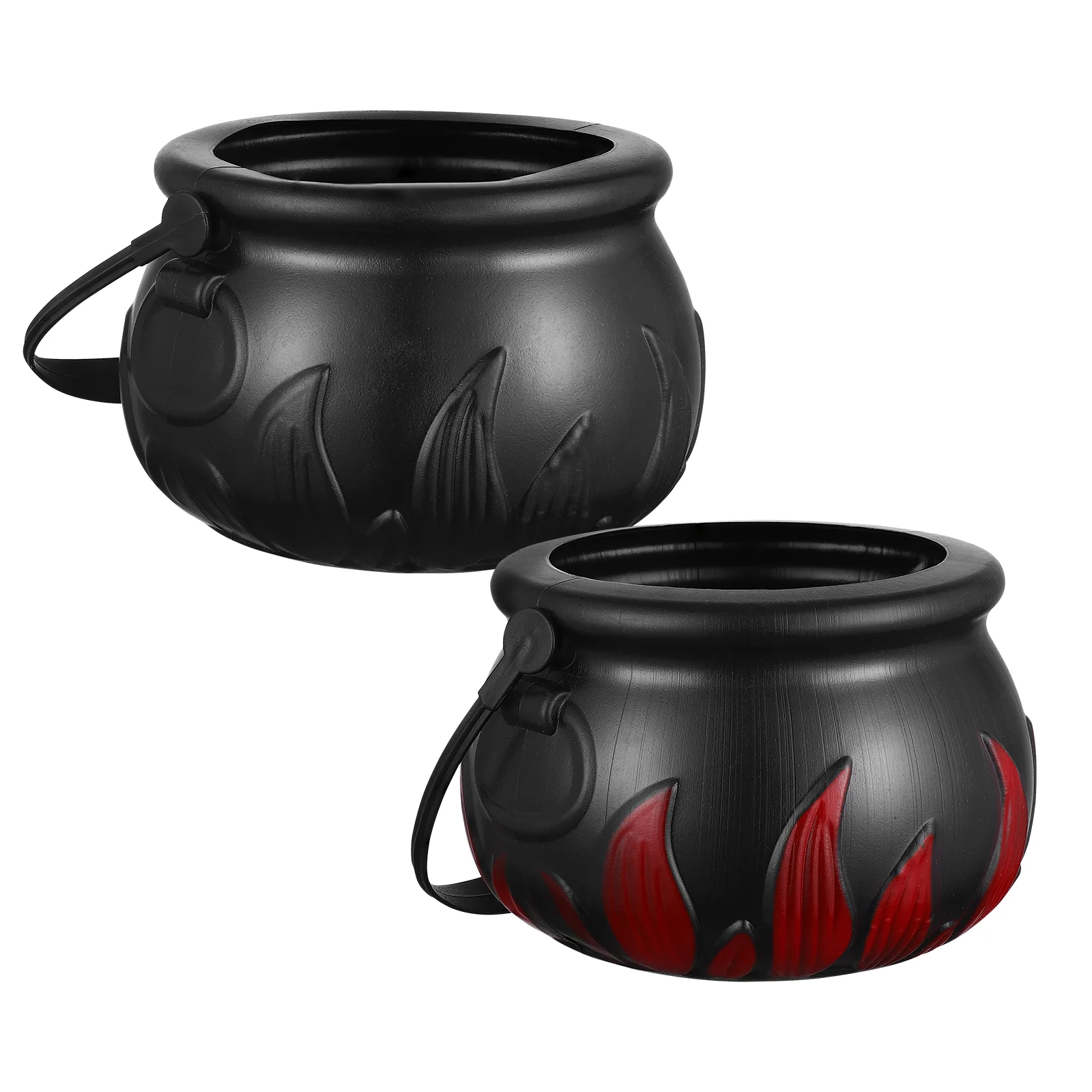 

2 Pcs Witch Jar Candy Storage Container Handheld Basket Portable Bucket Bowl Buckets Halloween Plastic