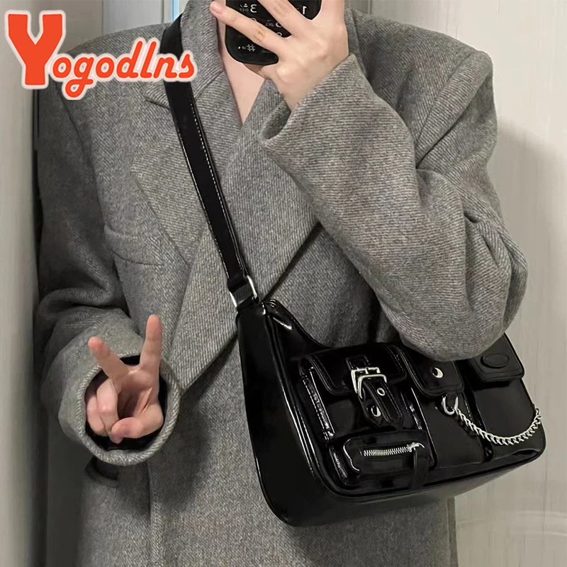 Brand Design Chain Women Underarm Bag Multiple Pockets Ladies Shoulder Crossbody Bag Fashion PU Leather Purse Handbag