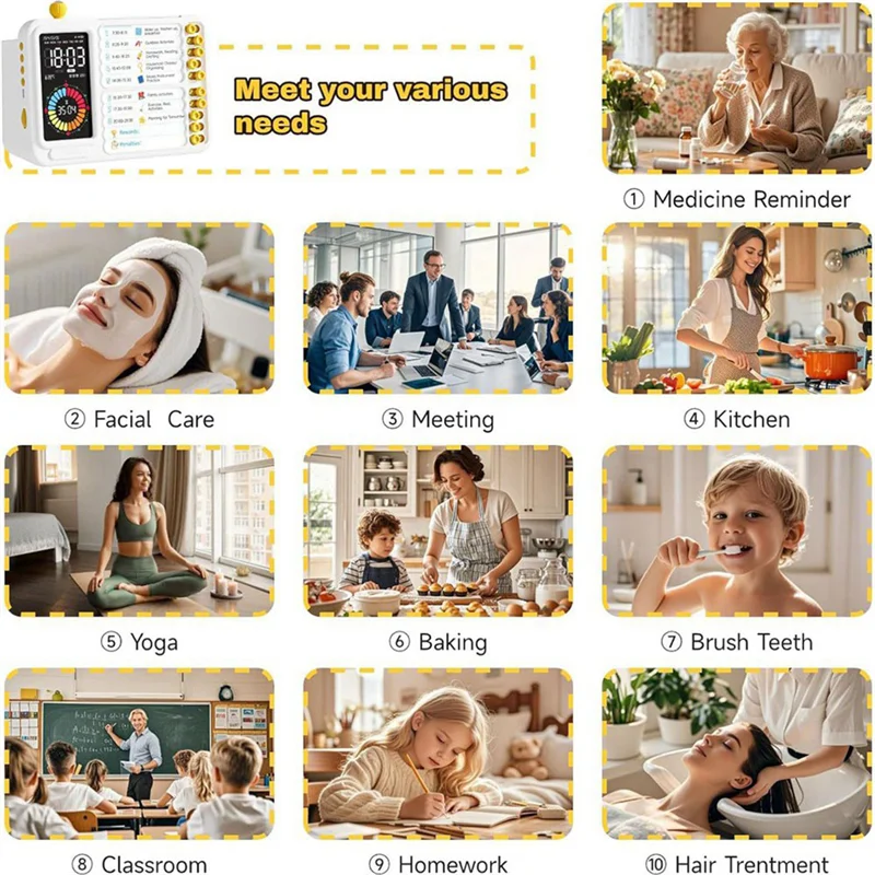 A68M-مؤقت بصري للأطفال والكبار، مؤقت ADHD مع لوحة تخطيط للجدول الزمني، مؤقت المهام للأطفال الصغار، مؤقت بصري صامت