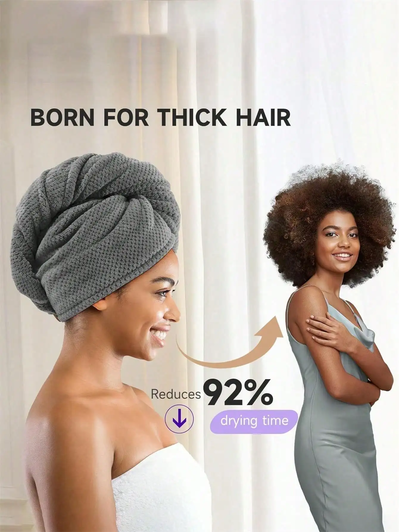 1pc Microfiber Hair Towel, Soft Quick Dry Hair Wrap, Minimalist Solid Color Bathroom Towel, Super Absorbent Hair Turban, Anti-Frizz Wet Hair Shower Cap, Bathroom Accessories Sleep Bonnet sc25042770018120517