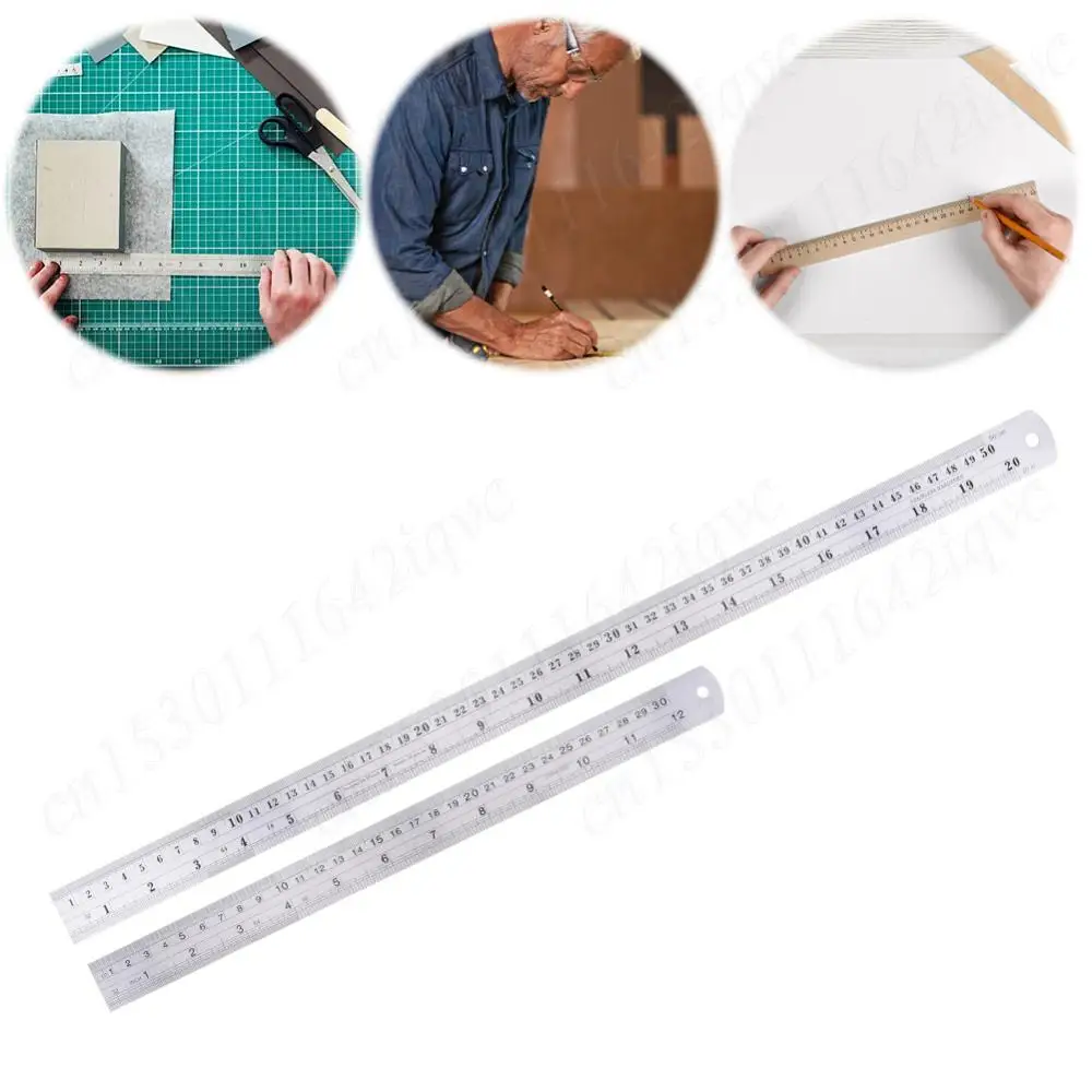 300mm/500mm Stainless Steel Ruler Centimeter Ruler with Inch and Metric E/M Machinist Engineer Ruler/Rule for School Office Home