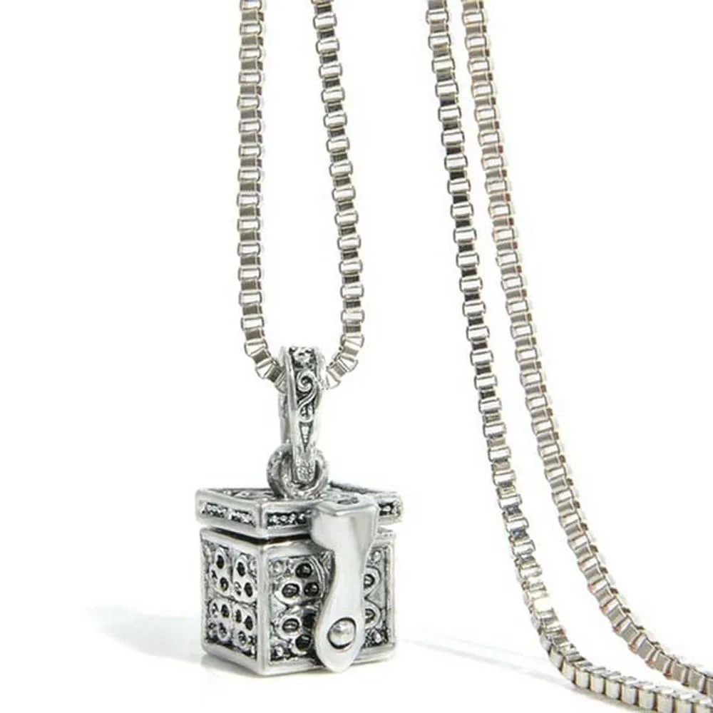 Funeral Vintage Openable Keepsake Antique Silver Color Box For Ashes Cremation Jewelry Urn Necklace Vial Pendant