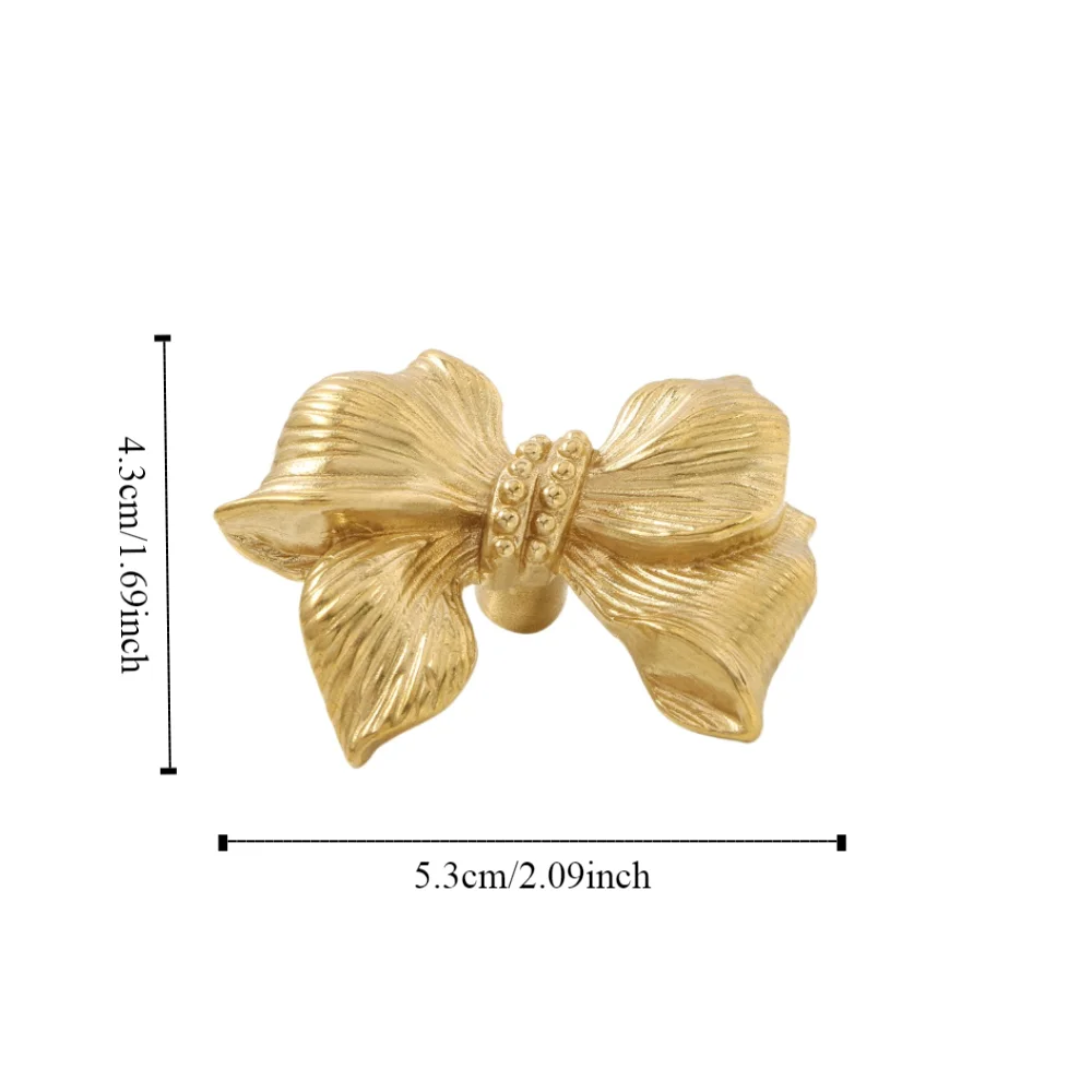 빈티지 골드 컬러 나비 넥타이 황동 손잡이 레트로 럭셔리 캐비닛 도어 손잡이 푸시-풀 단일 구멍 옷장 서랍 주방