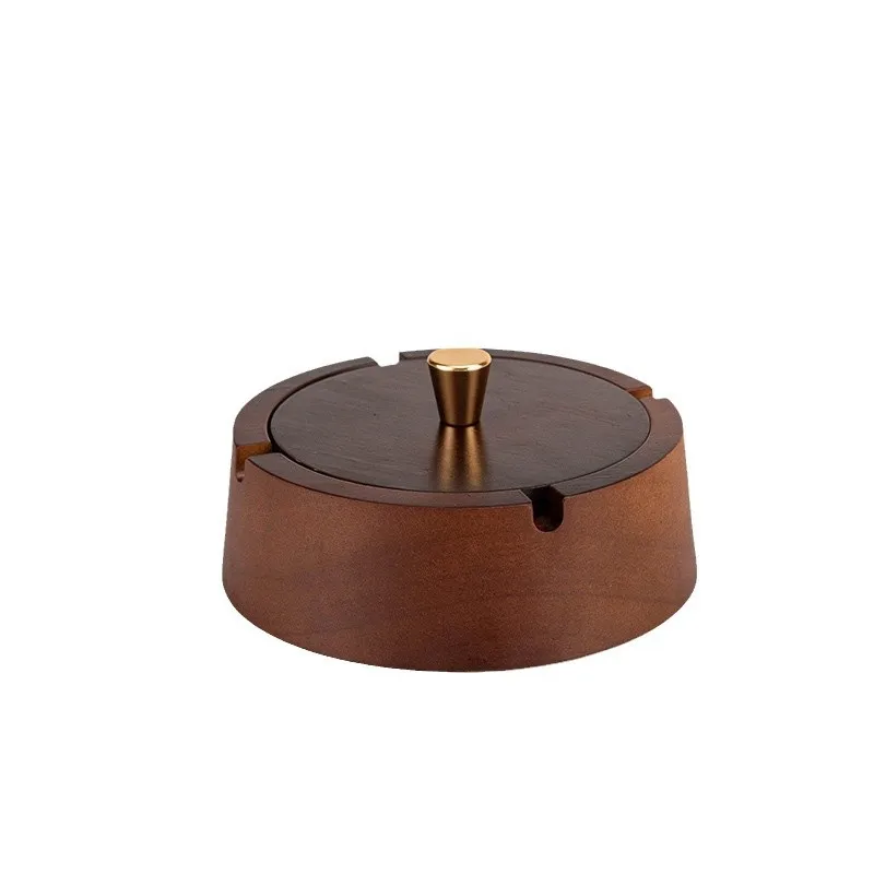 Creative Wooden Ashtray High-end Living Room Home Office Solid Wood Ashtray with Lid To Prevent Flying Ash Portable Ashtray