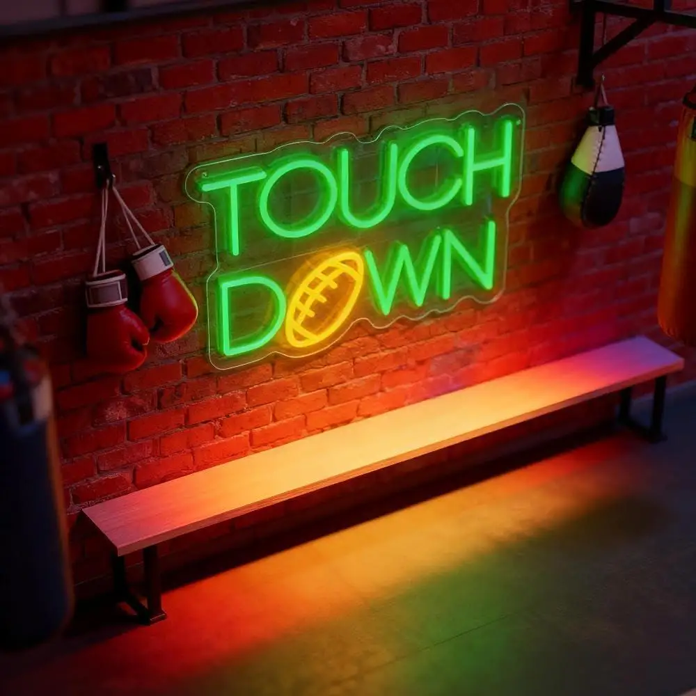 Touch Down Neon Sign USB Dimmable LED Neon Lights for Birthday Party Football Lovers Bedroom Home Decoration Gaming Accessories