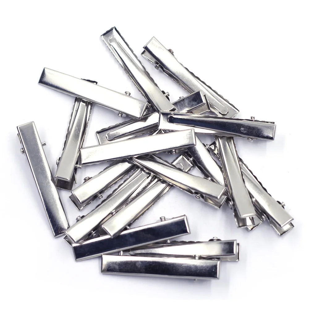 Free Shipping 750 Pcs Wholesale New DIY Silver Tone Prong Barrettes Hair Clips Charms Fashion Jewelry Findings Component 46x8mm