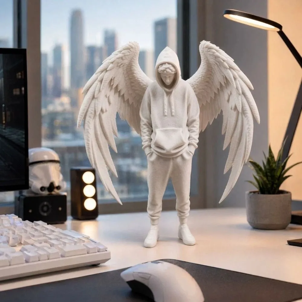 3D Printed Angel Figurine Decorations DIY Craft Desktop Ornaments Creative Angel Statue with Wings Home Desktop Decorations