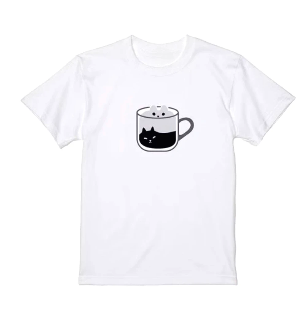 Kawaii Black Cat T-shirt Cute 