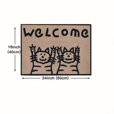 VIKAMA Adorable Cat Doormat Non-Slip Washable Absorbent Rug for Kitchen Living Room Bedroom Home Decor Floor Mat Easy Clean