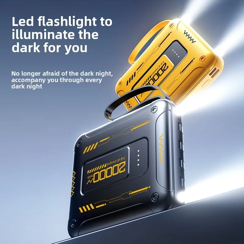 

for IPhone for Samsung 20000mAh Super Fast Charging Power Bank Detachable New Two-Wire Large Capacity Dependable Charger