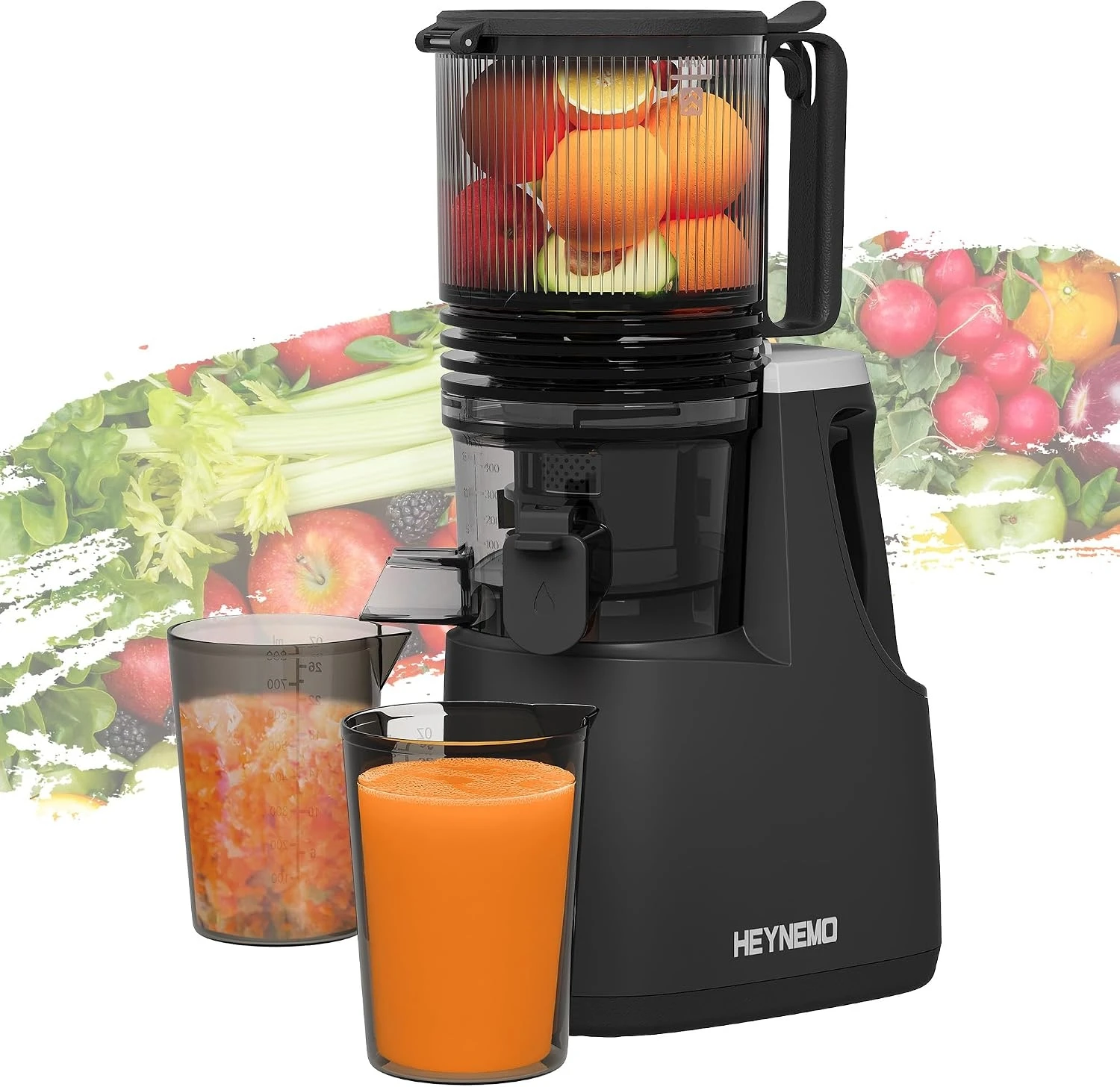 5.9'' Wide Feed Chute Slow Juicer, Cold Press Masticating Juicer Machine, 55 RPM Fruit Extractor With Anti-Clog Reverse Function