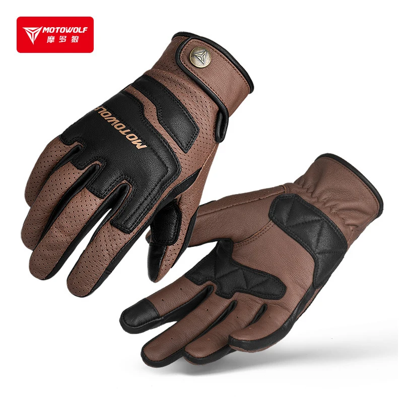 Retro Spliced Leather Motorcycle Gloves For Men Accessories Luvas Para Guantes Para Motos Para Motociclistas Hombre 오토바이 가죽장갑