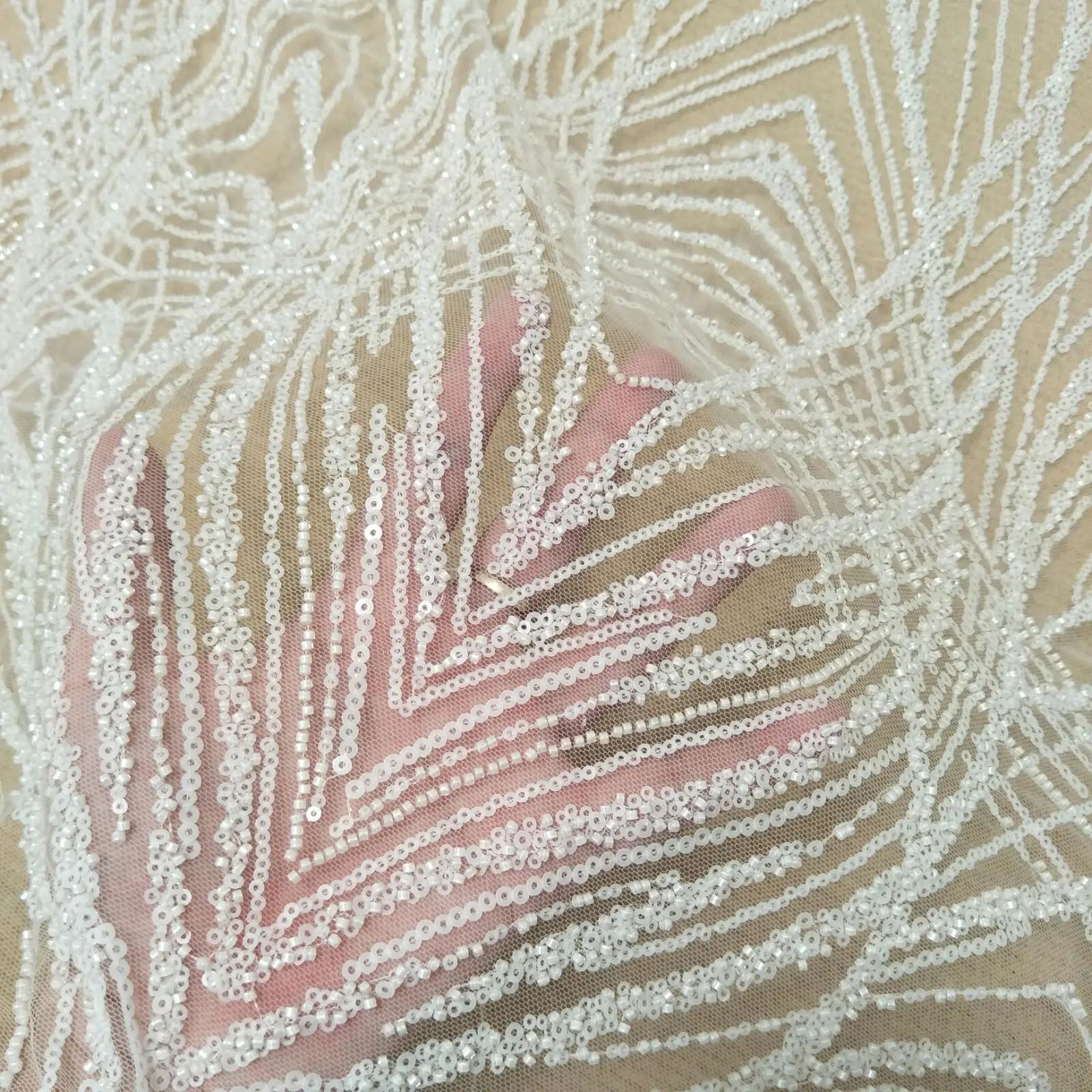 

Lace Flower-like Wedding Dress, DIY Fabric with Sequins, Width 135cm, Sold by yard, New, 2024