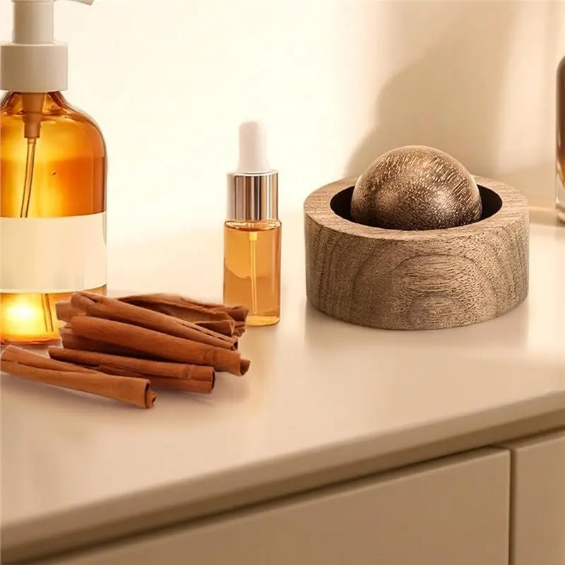 ~Latest Model Reusable Portable Aromatherapy Diffuser Ball In Natural Wood:2-Pack Handmade Essential Oil Dispersion Decoration P