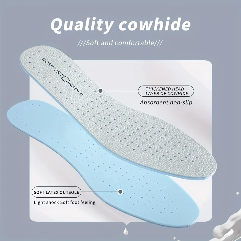 Cow Leather Latex Sports Insole Sheepskin Cowhide Insoles for Shoes Arch Support Shoe Pads Shock Absorbing Shoe Sole Inserts