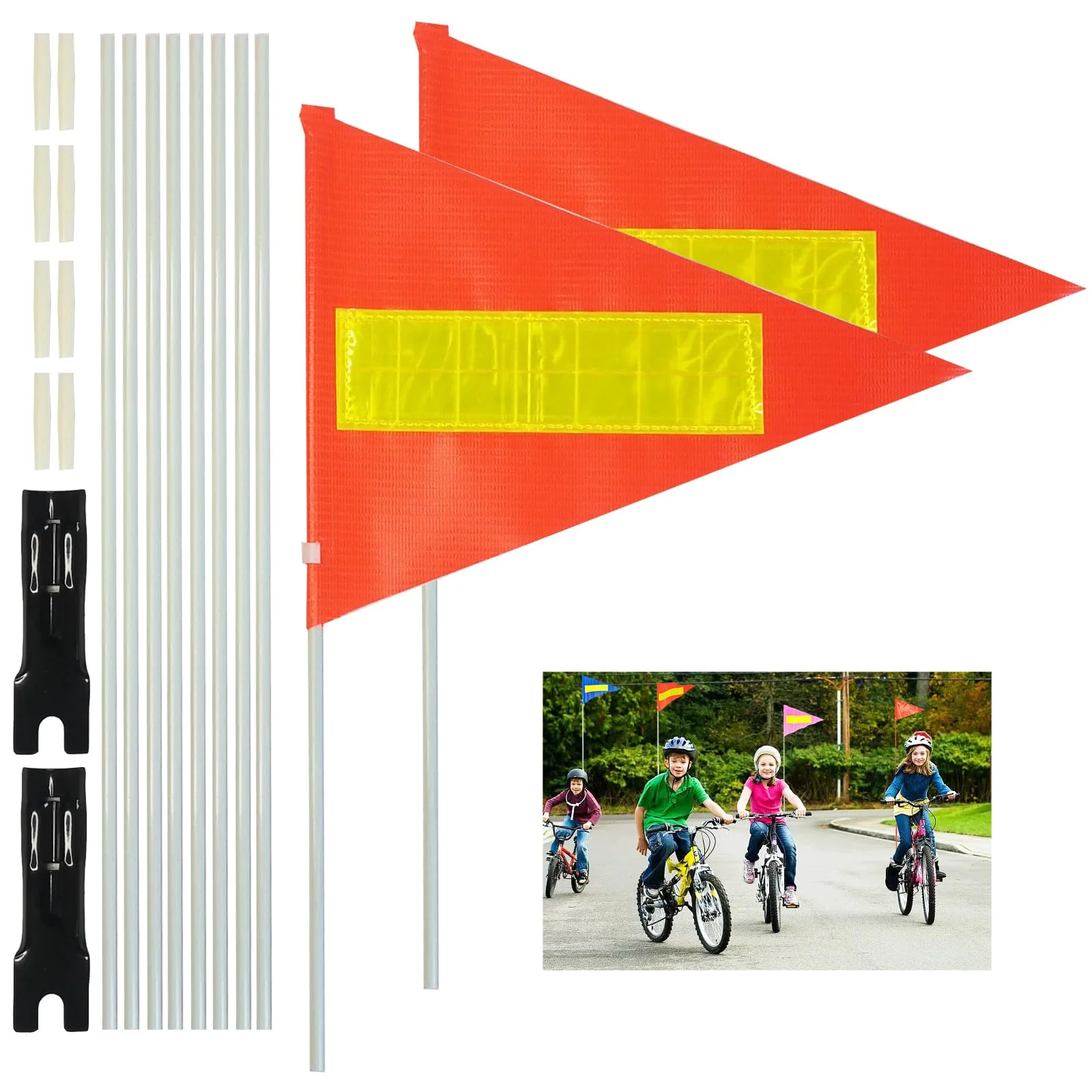 Cycling Bike Flag Replacement Bright Pennant PVC Caution Sign for Kids Outdoor Bicycle Camping
