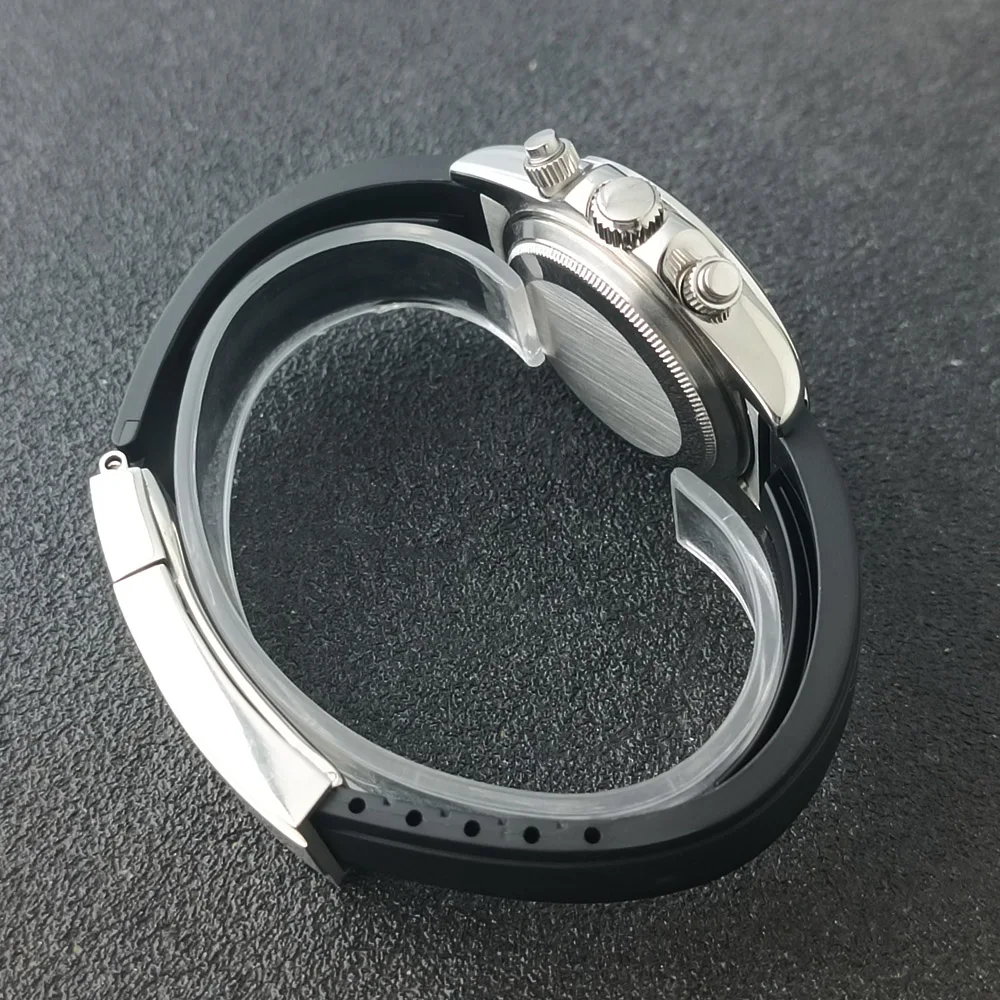 39mm High-End Men's Accessory, Silver Rose Gold Color, Rubber Strap, Suitable for VK63 Quartz Movement Accessory, 29mm Dial