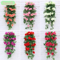 Artificial Flower Rattan Fake Plant Vine Decoration Wall Hanging Roses Flowers for Home Wed Party interior outdoor Decoration