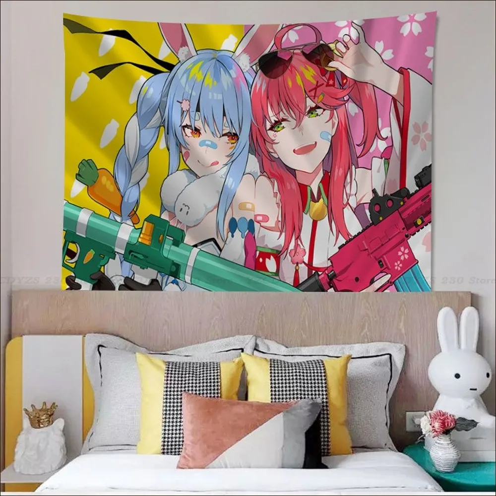 Anime Hololive Cute  Tapestry Chart Tapestry Home Decoration hippie bohemian decoration divination Wall Hanging Home Decor