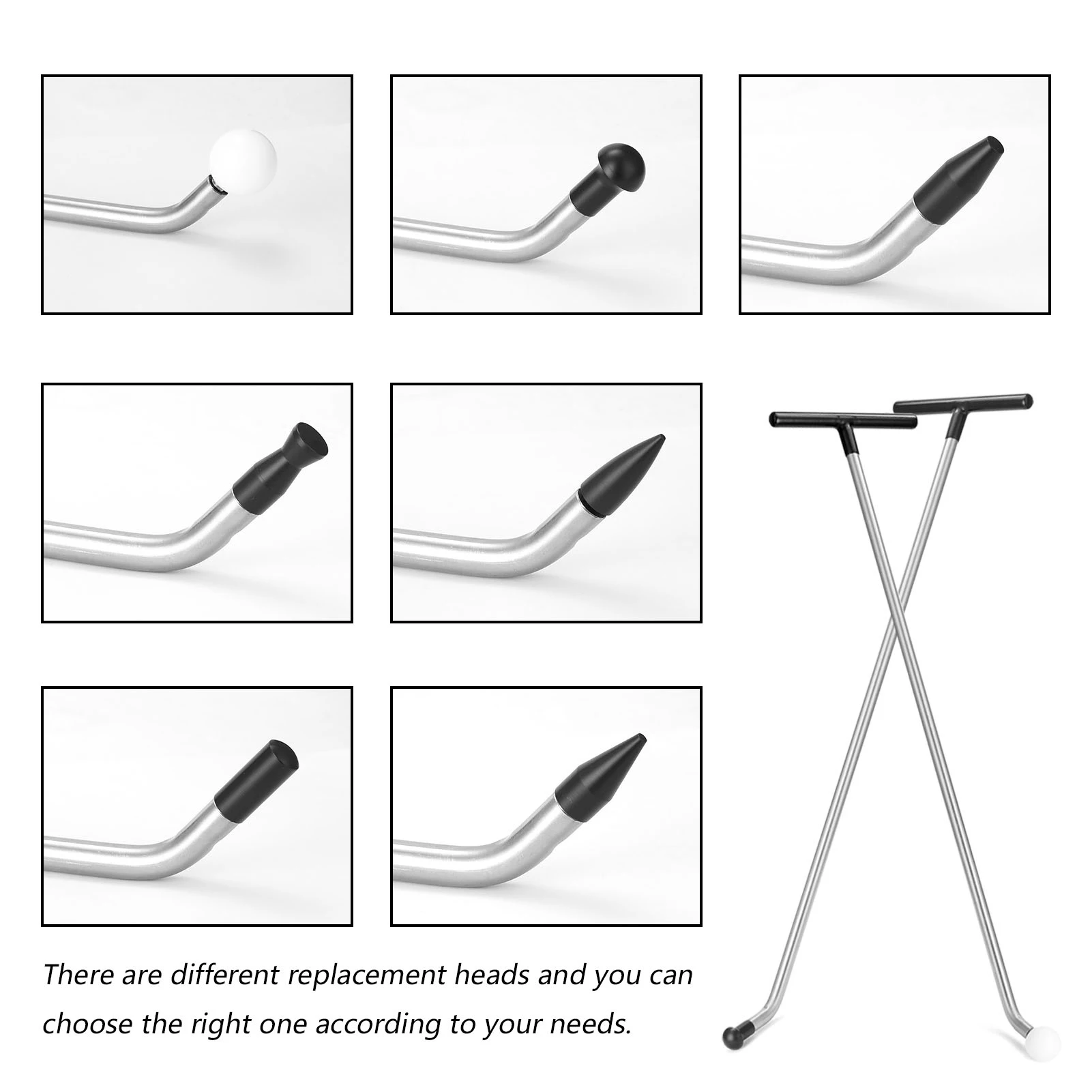 Dent Removal Rod Crowbars Car Body Paintless Dent Repairs Tool Kit with Multiple Replacement Heads for Dents Hail Damage Removal