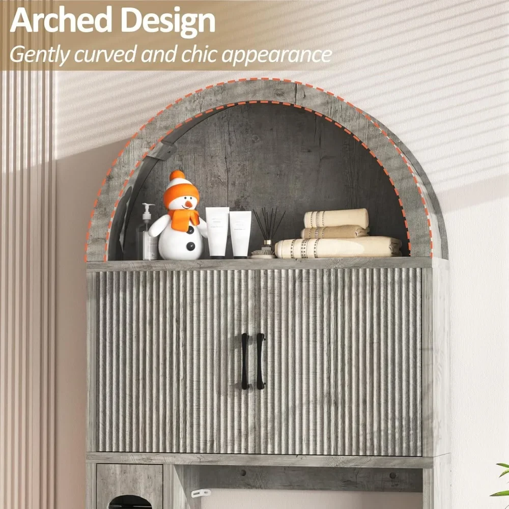 Venda bem sobre o armário de armazenamento do vaso sanitário, organizador de prateleira de banheiro independente, armário de arco de banheiro sobre vaso sanitário com vaso sanitário