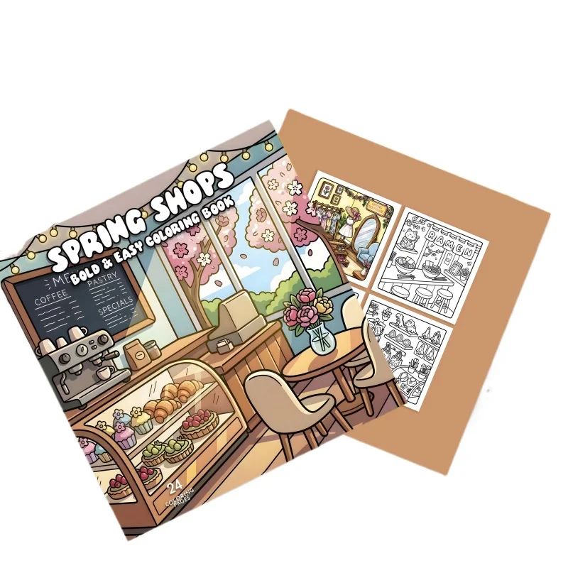 New Spring Shop Themed Coloring Book, Thickened Graffiti & Coloring Drawing Notebook