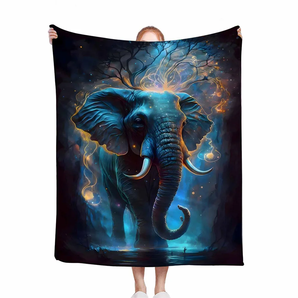 Elephant Microfiber Throw Blanket,Xmas Leisure Cover Blanket,Elephant Lunch Break Blanket Home Travel Camping Blanket