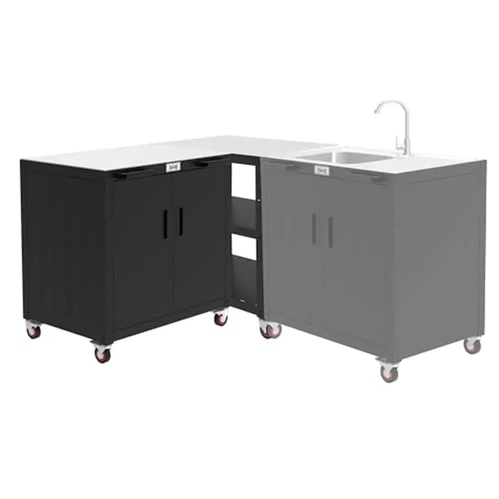 Outdoor Grill Station with Storage Cabinet Modular Kitchen Island 304 Stainless Steel Top Large Storage Capacity Space-saving