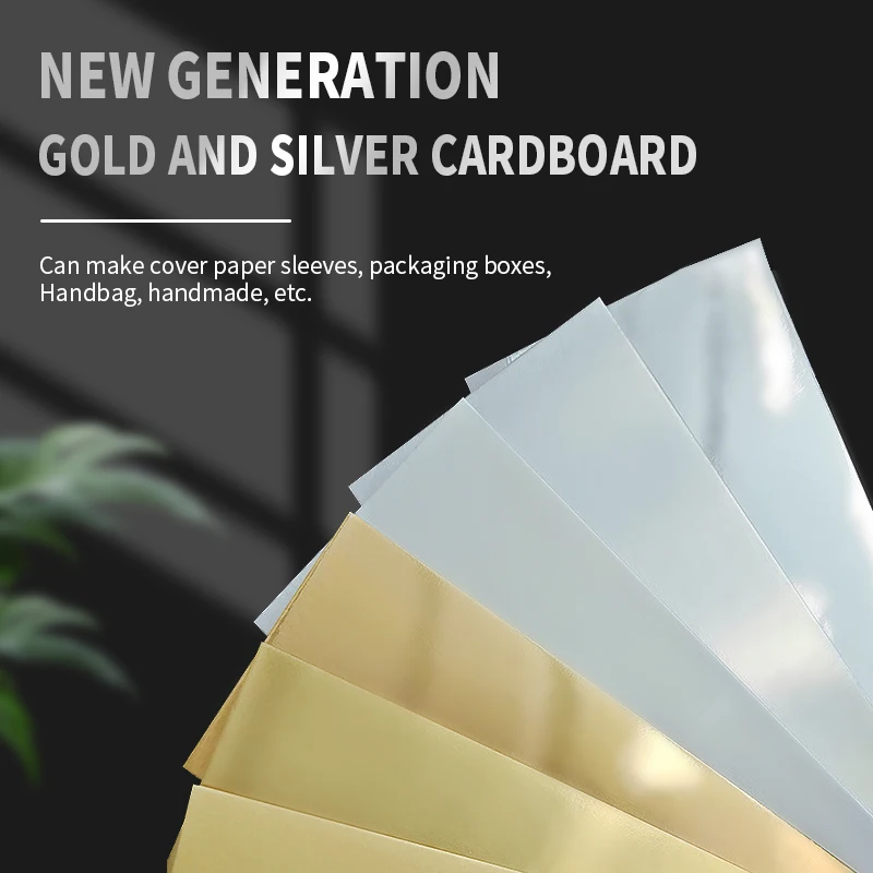  ﻿ A4 250G 20 Sheets Single-Sided Gold Silver Card Paper Extra Bright Silver Sub Golden Handmade DIY Laser Printing Cardboard