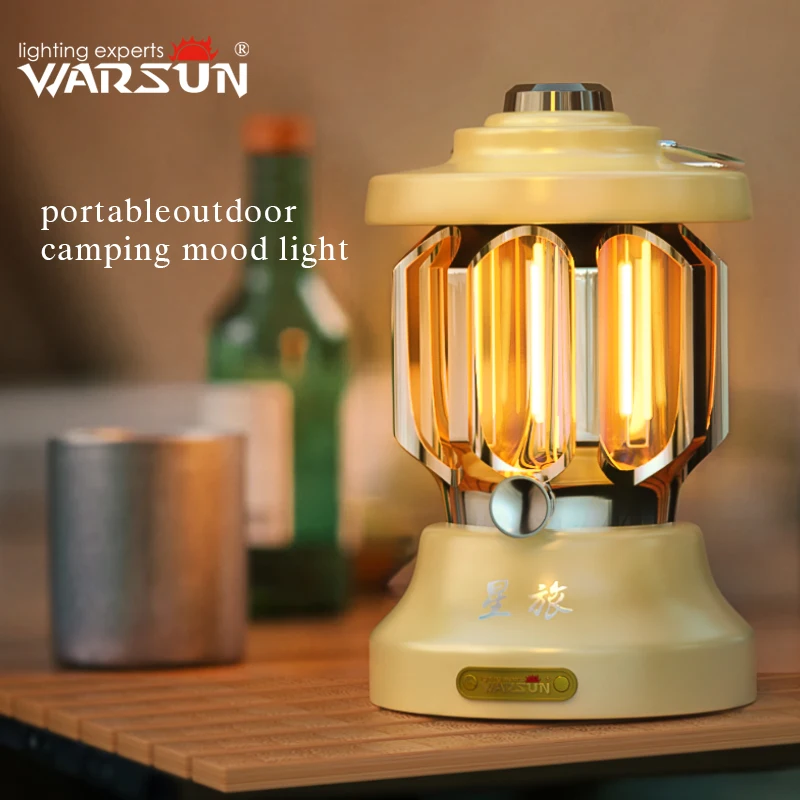 Warsun LED Rechargeable Retro Metal Camping Lantern Battery Powered Hanging White Candle Lamp Portable Camping Light