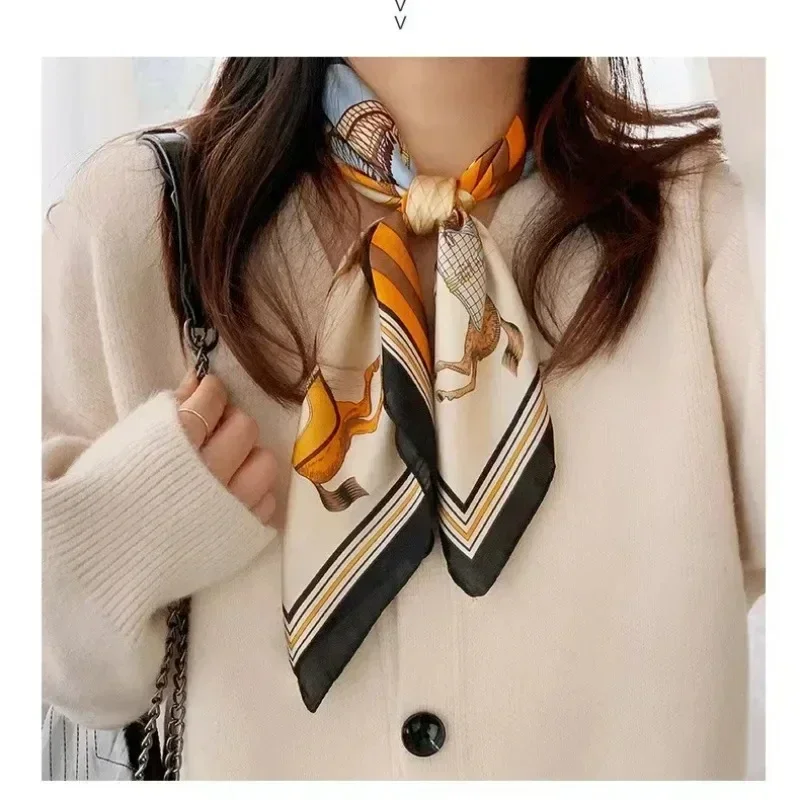 100% Mulberry Silk Scarf Women's Satin Multifunctional Square Scarf 90X90cm - Headband Hair Ribbon Neckerchief Bandana image 5
