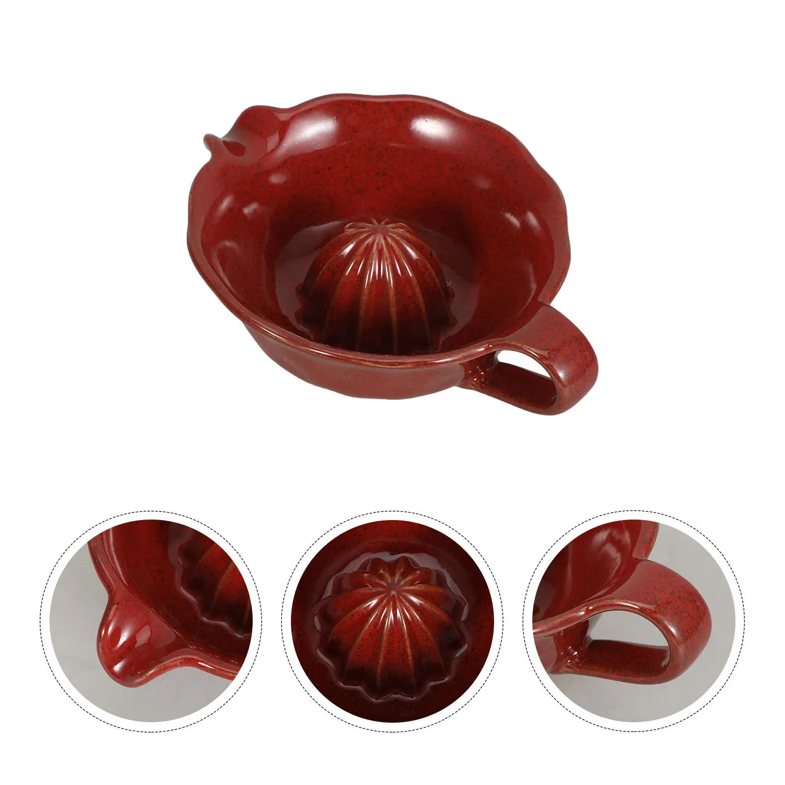 Ceramic Manual Citrus Juicer 200Ml Red Hand Squeezer Bowl Handle No Spill Spout Orange Lemon Juice Press Handy Juice Squeezer