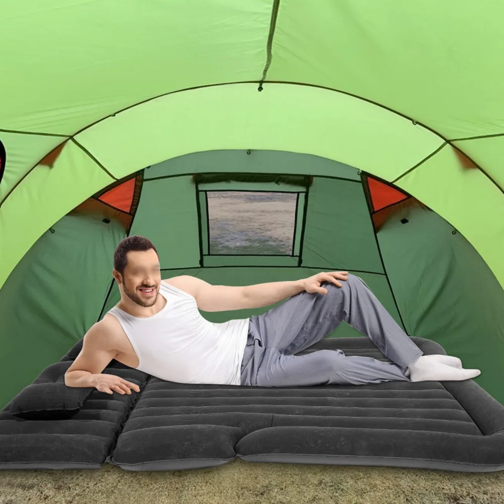 

Inflatable Flocking Travel Mattress Portable SUV Car Camping Bed Mattress Air Bed with Inflatable Pillows and Pump