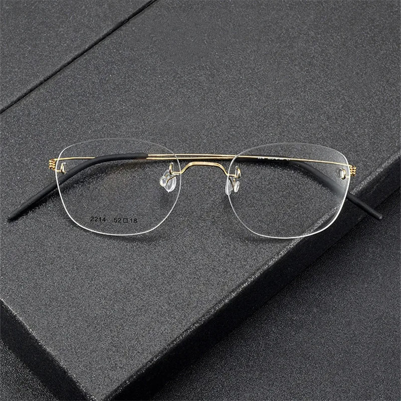 Denmark Titanium Frameless Glasses Frame Screwless Design Men Square Business Rimless Eyeglasses Rectangle Spectacle Gafas 2214