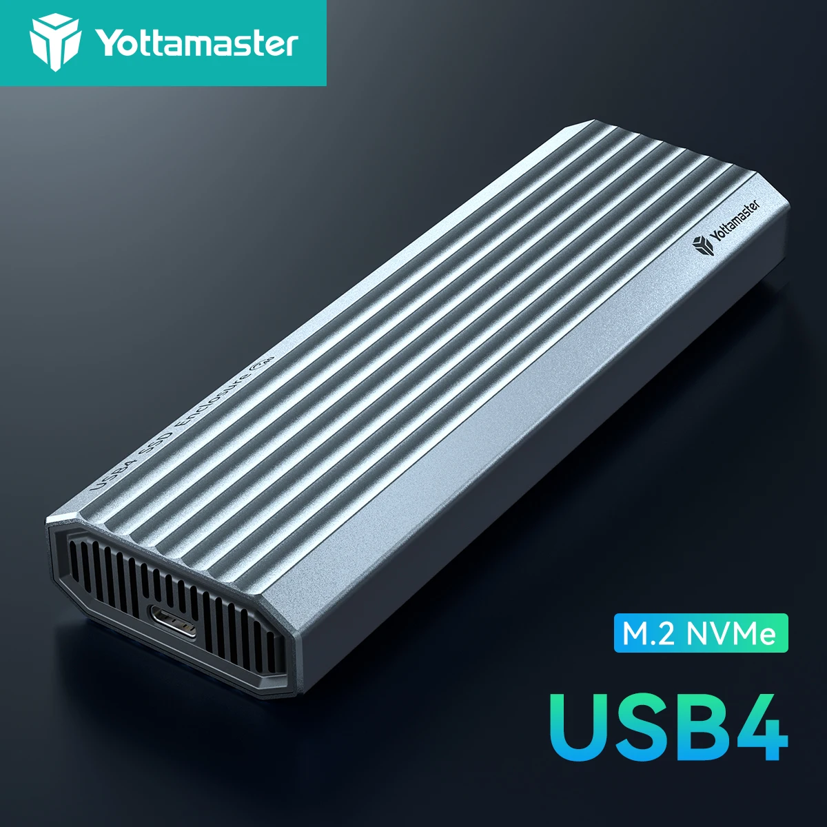 

Yottamaster 40Gbps M.2 NVMe SSD Enclsoure Type C USB4 External Hard Drive Case with Cooling Fan Support 8TB M.2 NVMe PCIe M-Key